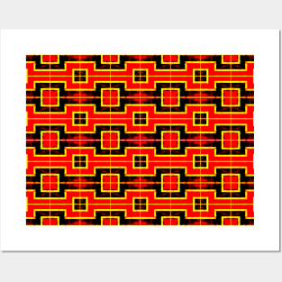 Red and Black Squares Pattern Posters and Art